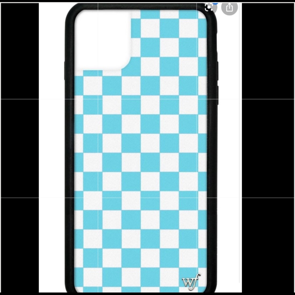Wildflower blue and white checkered phone case